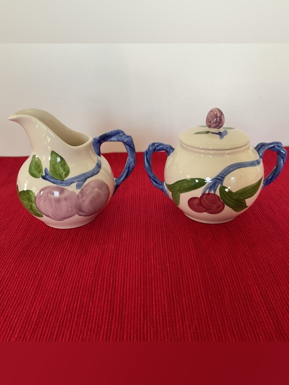 Vintage Franciscan 1995 “0rchard Glade” Hand-Painted Creamer & Sugar Bowl Set